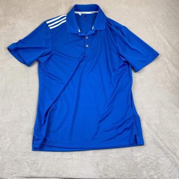 Adidas Mens Polo Shirt Medium Aeroready Climacool Short Sleeve Blue Athletic - Picture 9 of 10